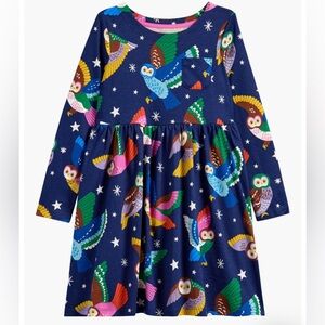 Mini Boden Colorful Owl Print Dress size 7-8